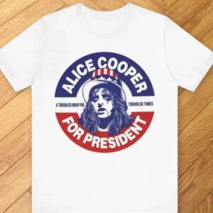 Alice Cooper "For President" Rock Band T-Shirt | Political Satire Graphic